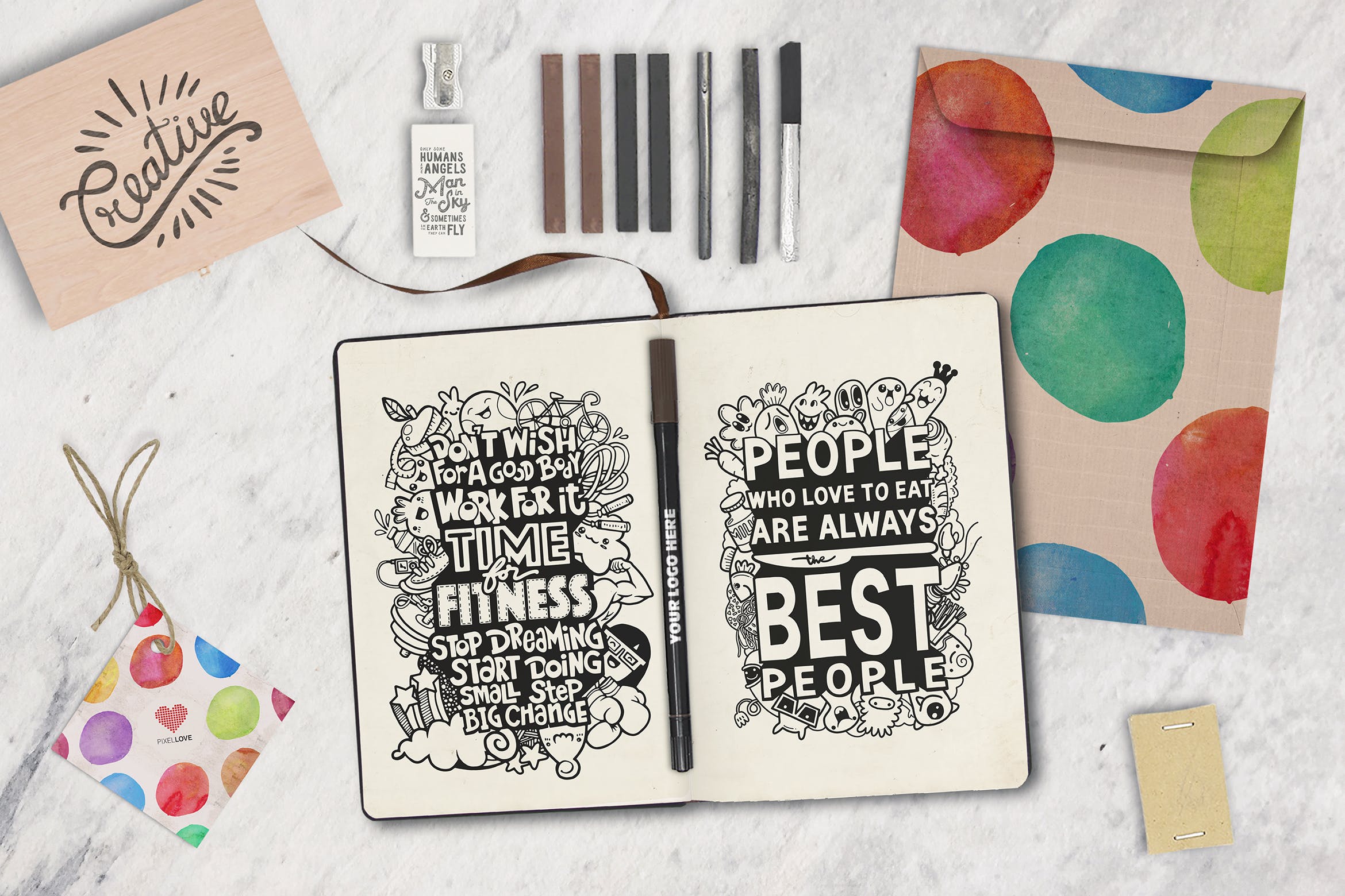 素描绘画场景作品预览图样机模板 Sketch Scene Creator插图