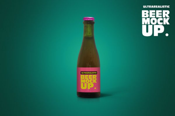 37cl棕褐色啤酒瓶外观设计图素材库精选模板 Clean 37cl Tan Beer Mockup