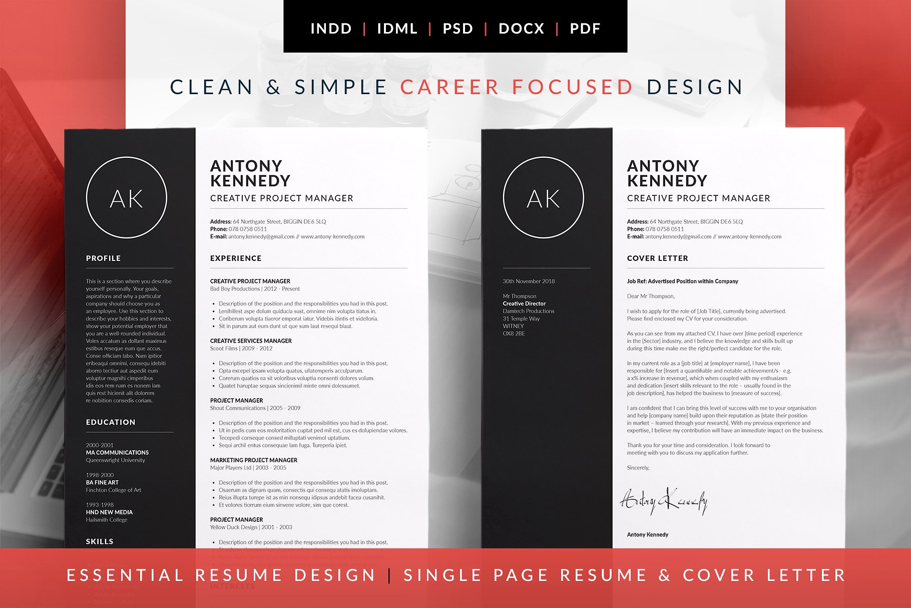 简约实用基础简历模板 Antony – Essential Resume插图