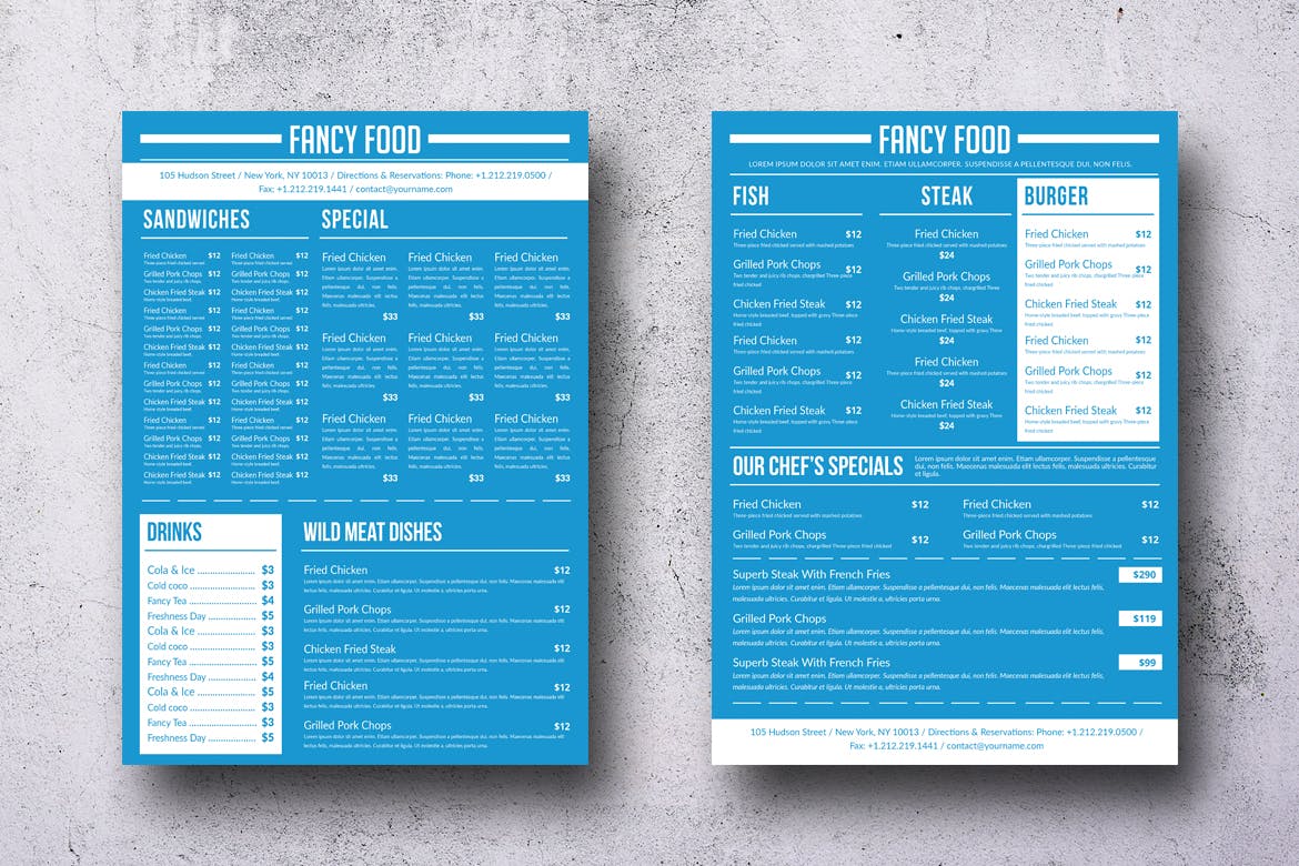 A4纸极简设计风格西式菜单设计模板 Simple A4 Minimal A4 Menu – 13 Color Versions插图(2)