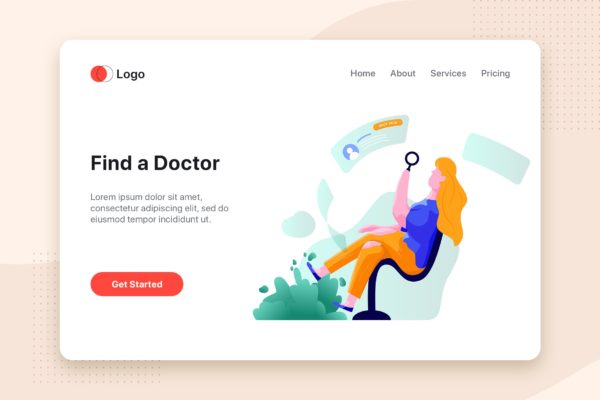 网上找医生服务场景矢量素材库精选概念插画 Find a doctor service Illustration concept