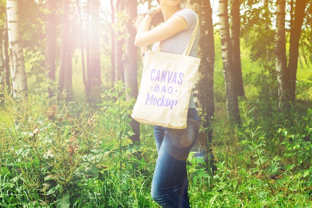 帆布手提袋样机模板 Canvas Bag Mockup插图(4)