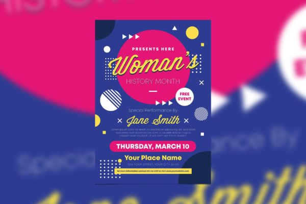 妇女节女性主题活动海报传单设计模板 Women’s History Month