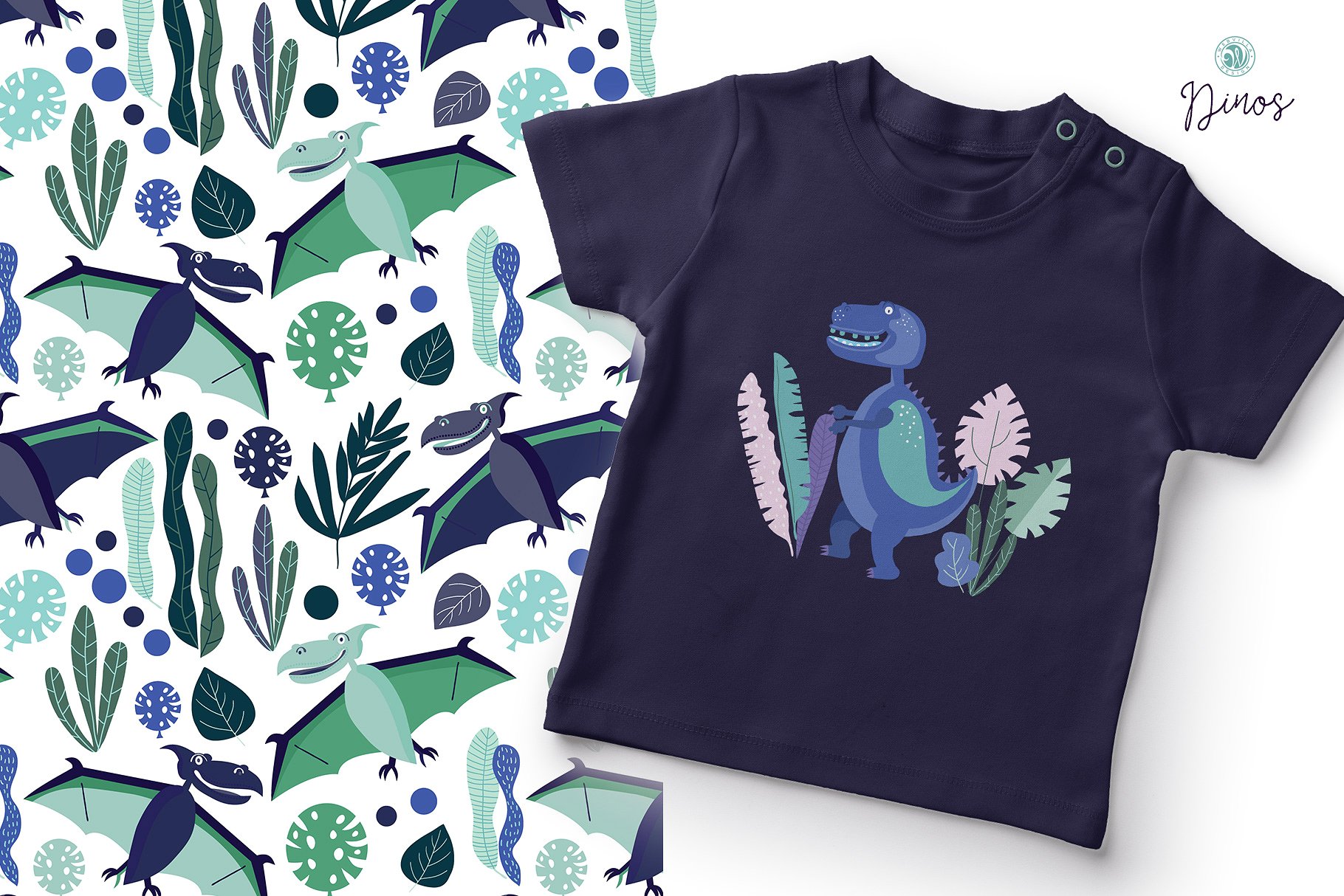 可爱卡通手绘恐龙插画设计素材 Dinos插图(1)