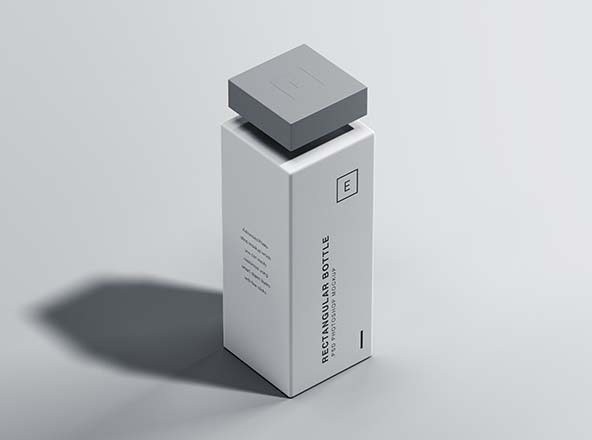 矩形哑光风格香水瓶/化妆品瓶外观设计图素材库精选 Rectangular Matt Bottle Mockup