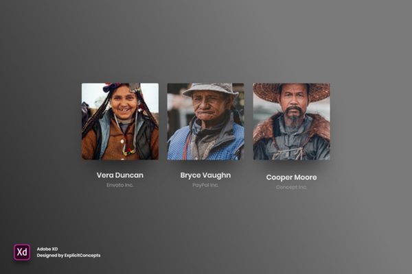 适用于Adobe XD的网站设计卡片UI模板素材Vol.2 Team Vol 02 – Adobe XD