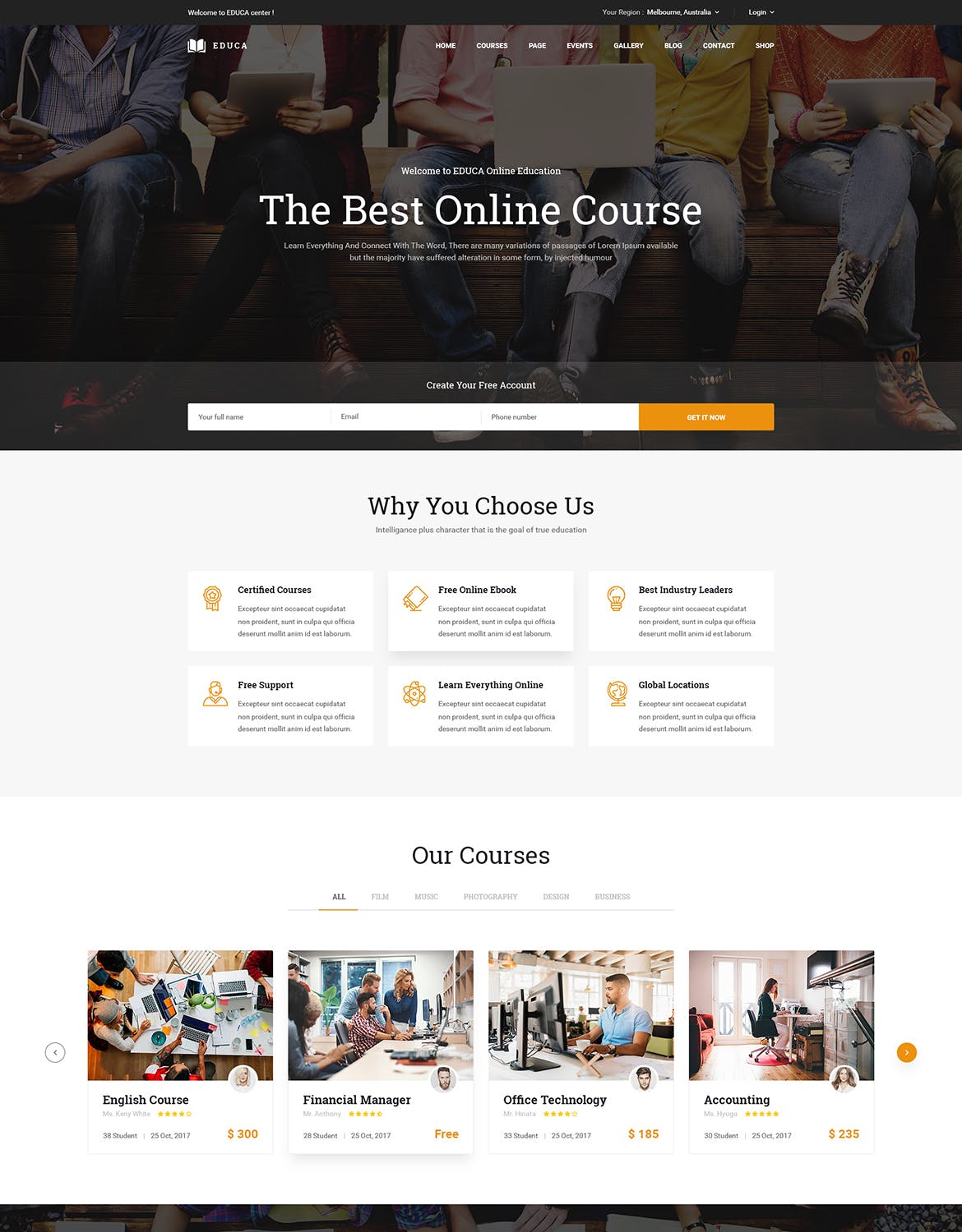 在线教育&网络课程主题网站设计PSD模板 EDUCA | Multiconcept Education & Courses PSD Templ插图(2)
