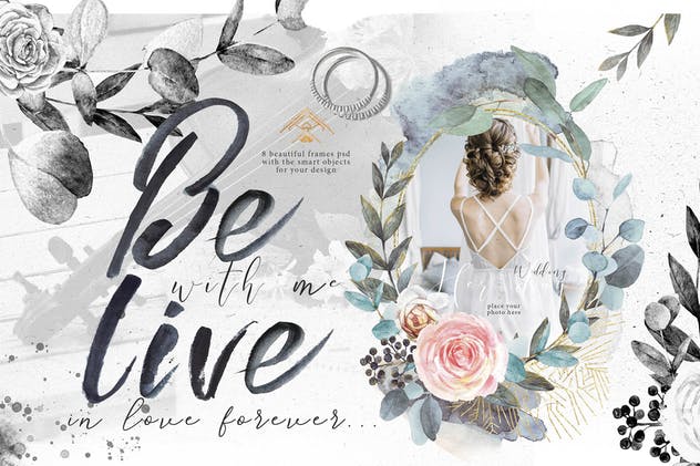 水彩花卉婚礼艺术家插画设计素材 Wedding frames “ARTARIAN” vol.2.1插图(8)