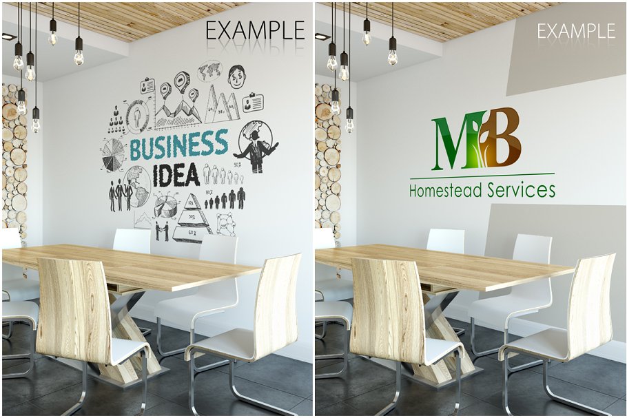 办公室墙纸设计样机模板合集 OFFICE Interior Wall Mockup Bundle插图(17)