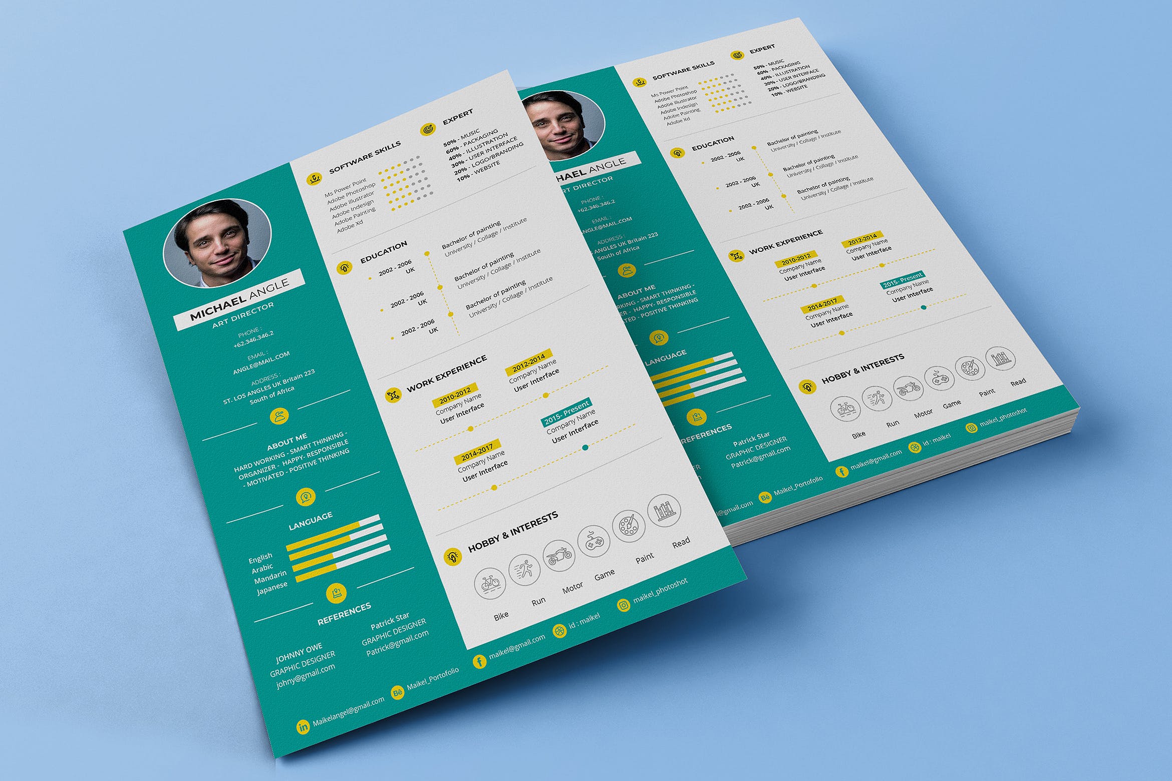 艺术创意总监履历表设计模板 Clean Resume插图
