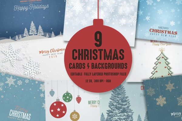 圣诞节主题卡片背景 Christmas Card/Backgrounds