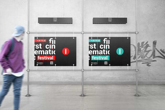 金属框架广告海报展览样机 Advertising Poster Mockups插图(4)