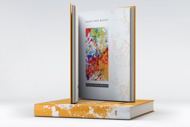 方形精装图书封面效果图样机素材库精选 Square Book Mock-Up插图(3)