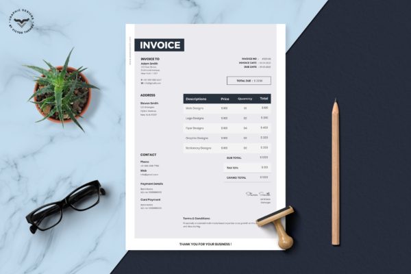 企业合作服务清单票据/发票设计模板 Corporate Invoice Template