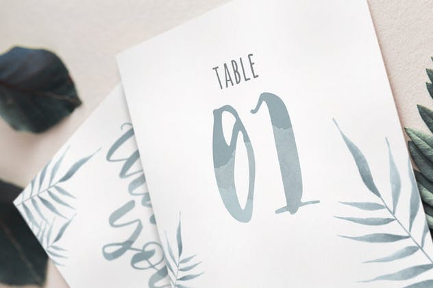 水彩叶子婚礼请柬套装模板 Watercolor Foliage Wedding Invitation插图(5)