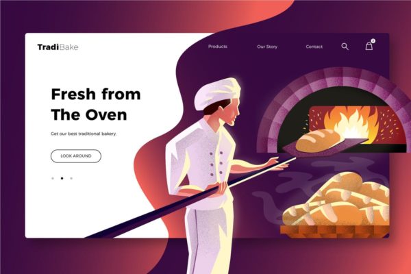 烘培面包品牌网站Banner&amp;着陆页页面设计模板 Bakery – Banner &amp; Landing Page