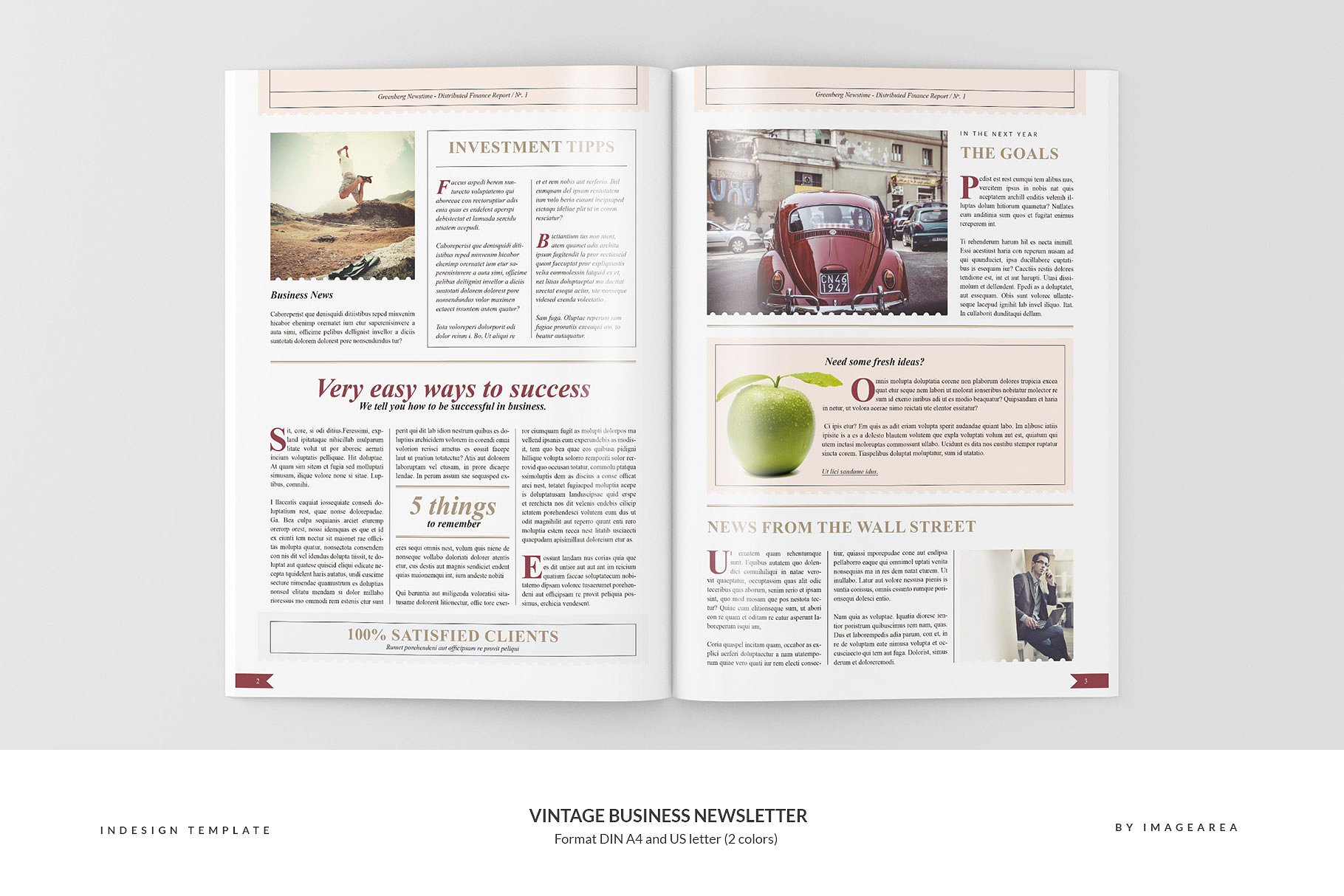 复古商业时事报纸样式通讯模板 Vintage Business Newsletter插图(3)