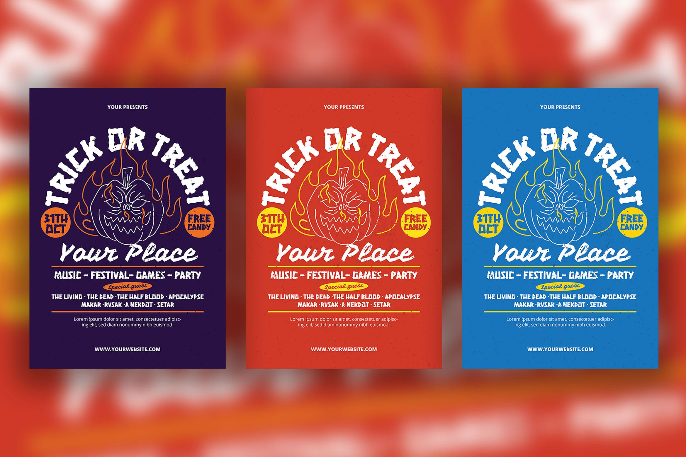 万圣节不给糖就捣蛋主题海报设计模板 Halloween Trick or Treat插图