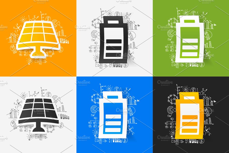 9款回收标志贴纸&手绘商业公式便签 9 RECYCLE STICKERS插图(2)