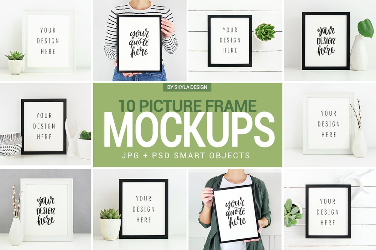 海报设计&照片展示相框样机套装 Poster & Picture frame mockup photos插图