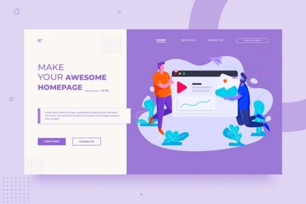 团队协作概念插画网站Banner设计模板v02 SRTP – Teamwork Banner Homepage.02