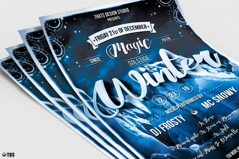 冬季主题冰山图案海报设计PSD模板v1 Winter Season Flyer PSD V1插图(4)