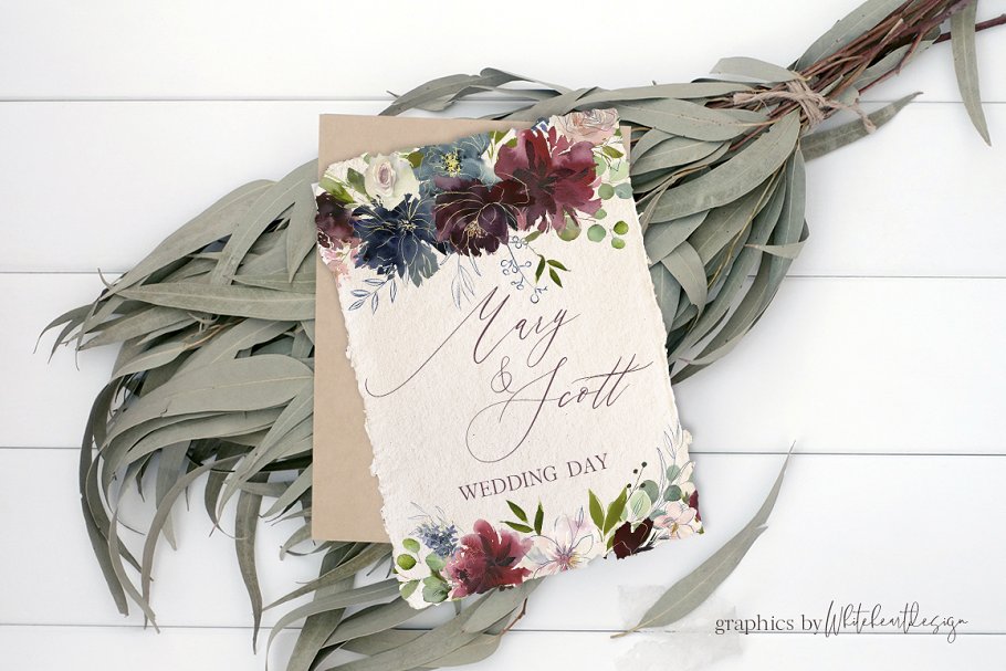 极力推荐：色彩丰富水彩花卉素材包 Wish Bordo Blue Watercolor Flowers [2.05GB]插图(8)