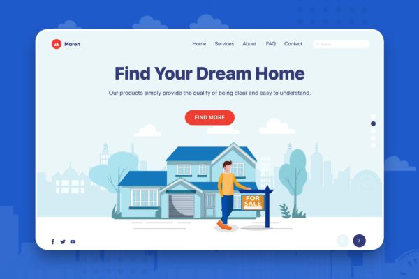 房地产网站矢量素材库精选概念插画素材v5 Maren – Real Estate Web Header Template