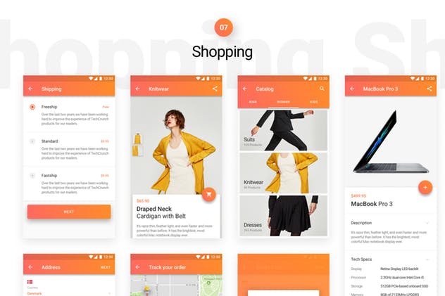Material设计风格APP应用开发标准UI套件 Lora – Android Material Design UI Kit插图(7)