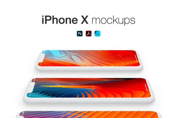 哑光材质iPhone手机透视图素材库精选样机模板 Matte iPhones in perspective view