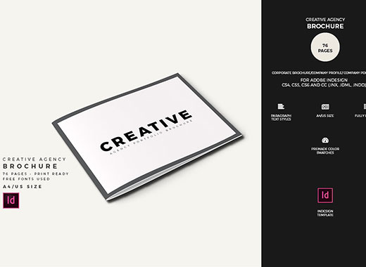 创意极简的黑白色调杂志手册模板下载[indd]