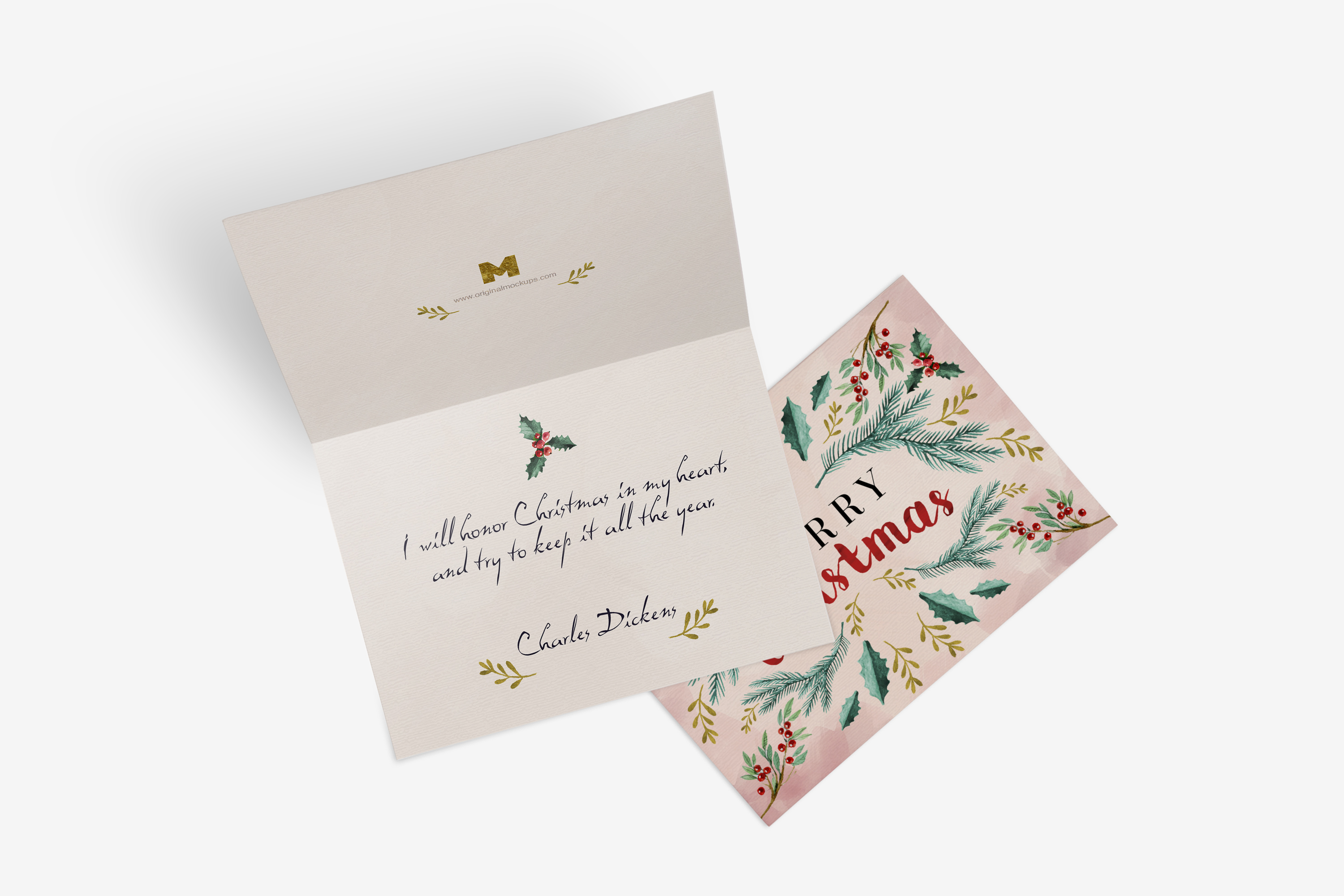 贺卡邀请卡封面&内页设计效果图样机03 Greeting Card Mockup 03插图