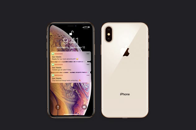 正反面视角iPhone Xs智能手机样机 New iPhone XS Mockup插图(2)