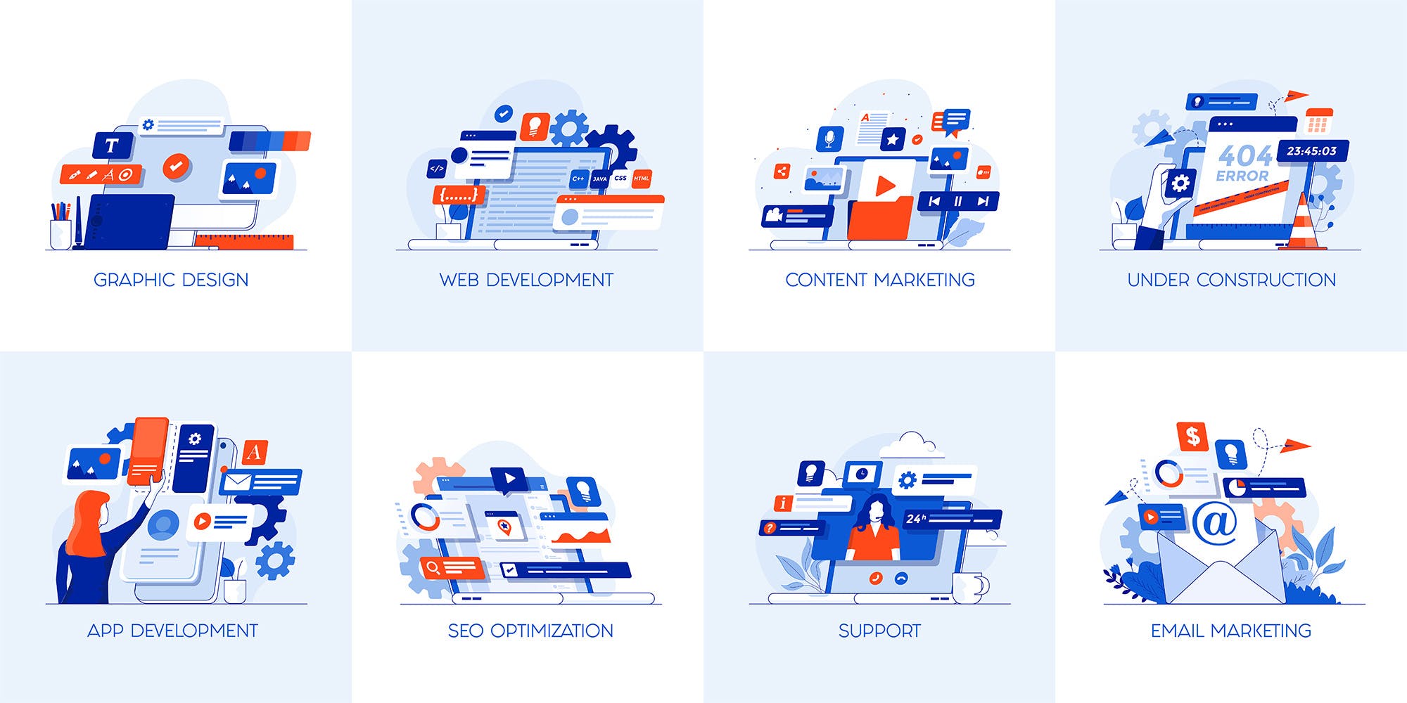 40套现代公寓扁平设计风格概念插画 Set of 40 Modern Flat Design Concepts插图(5)