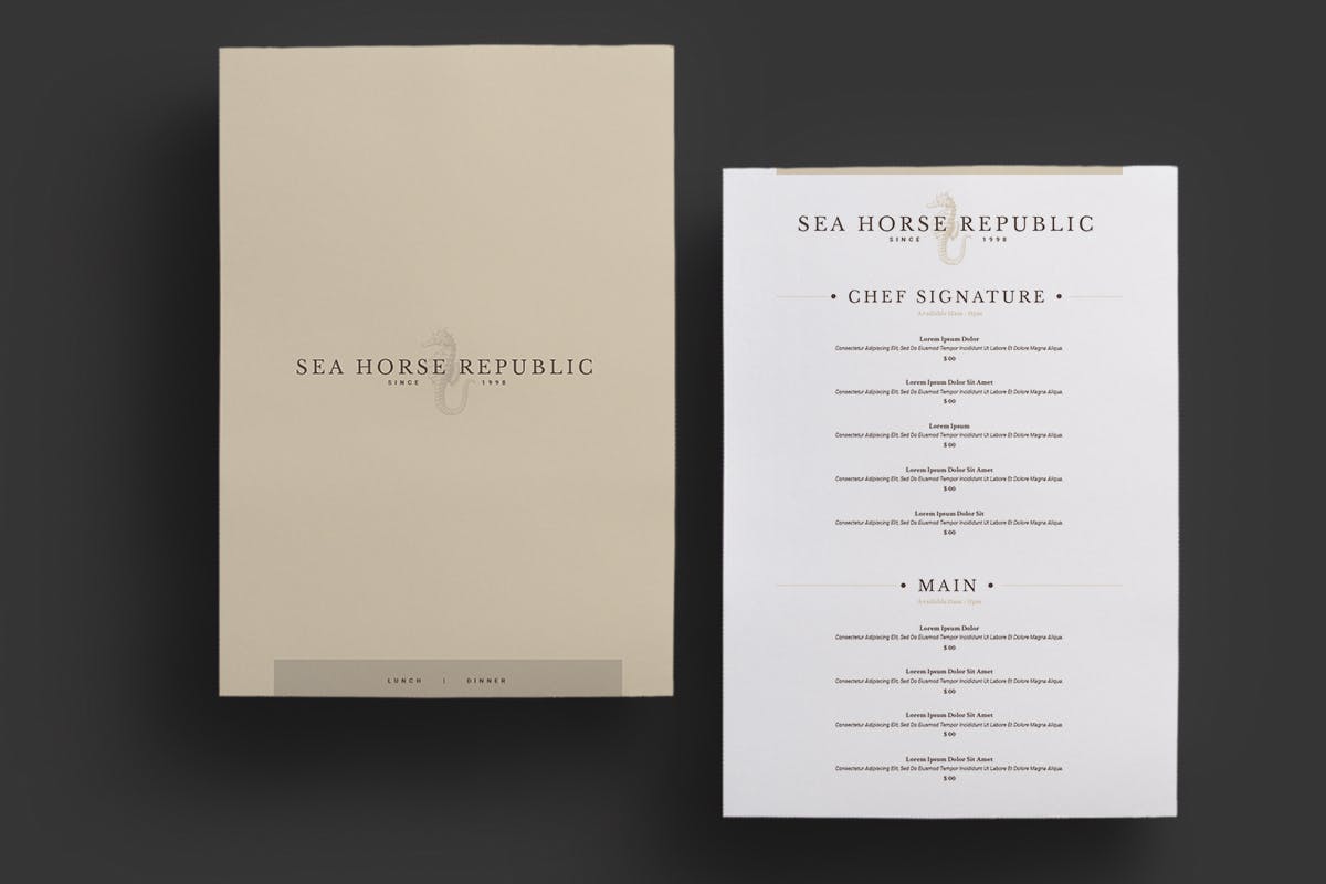 极简规则排版风格西餐厅菜单设计模板 Restaurant Menu插图(3)