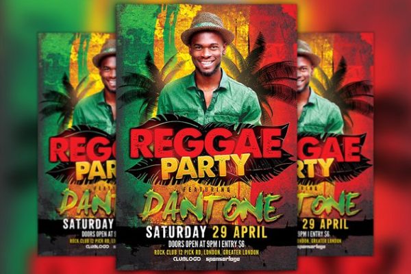 雷鬼音乐派对活动传单PSD模板 Reggae Party Flyer Template