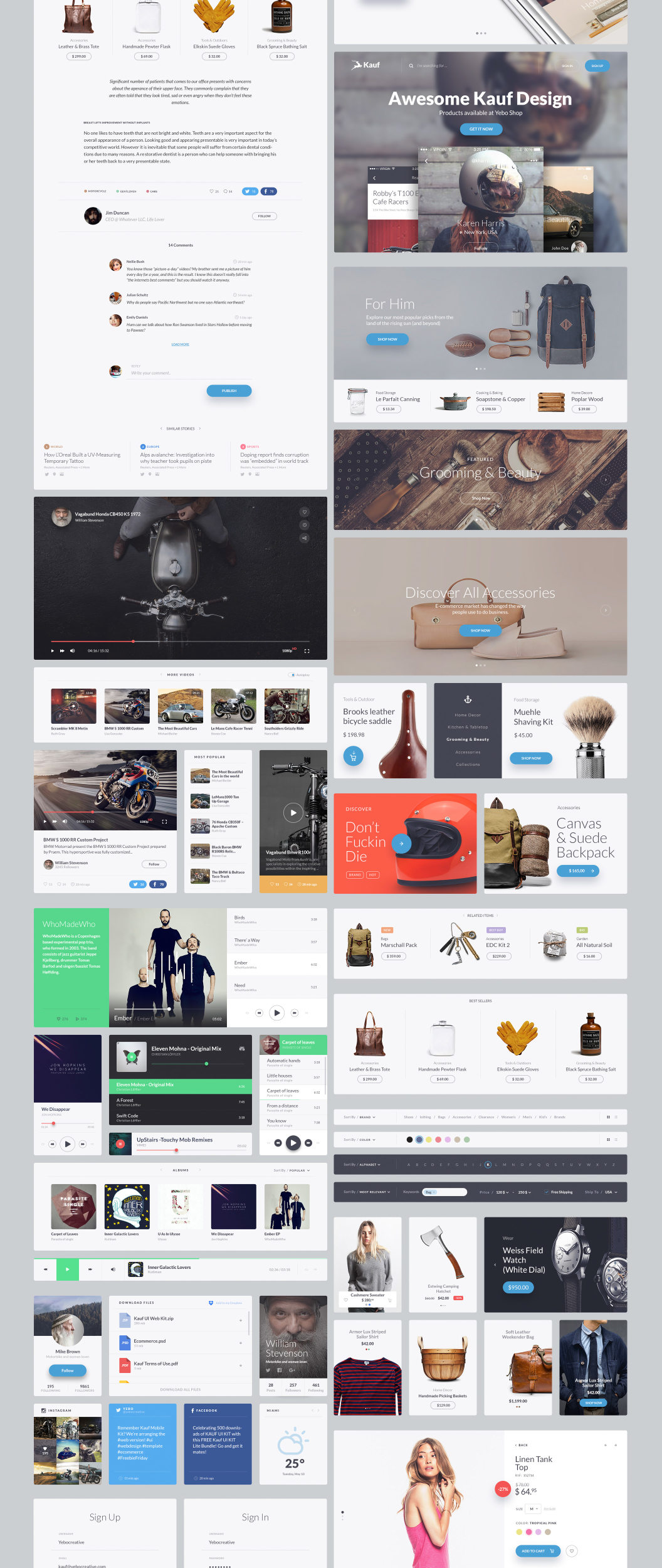 小众有格调的电商网站设计模板 Kauf UI Web Kit [PSD]插图(1)