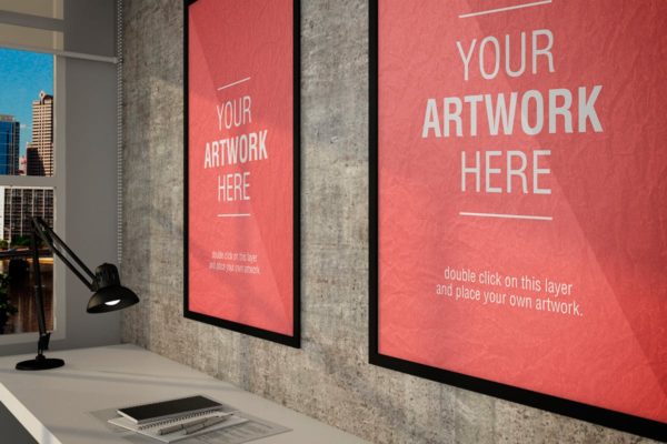 企业文化宣传企业办公场所画框样机 Design Office MockUp