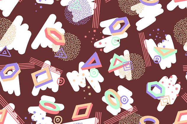 10款复古风格抽象纹理图案 Seamless Patterns in Retro Style Backgrounds插图(3)