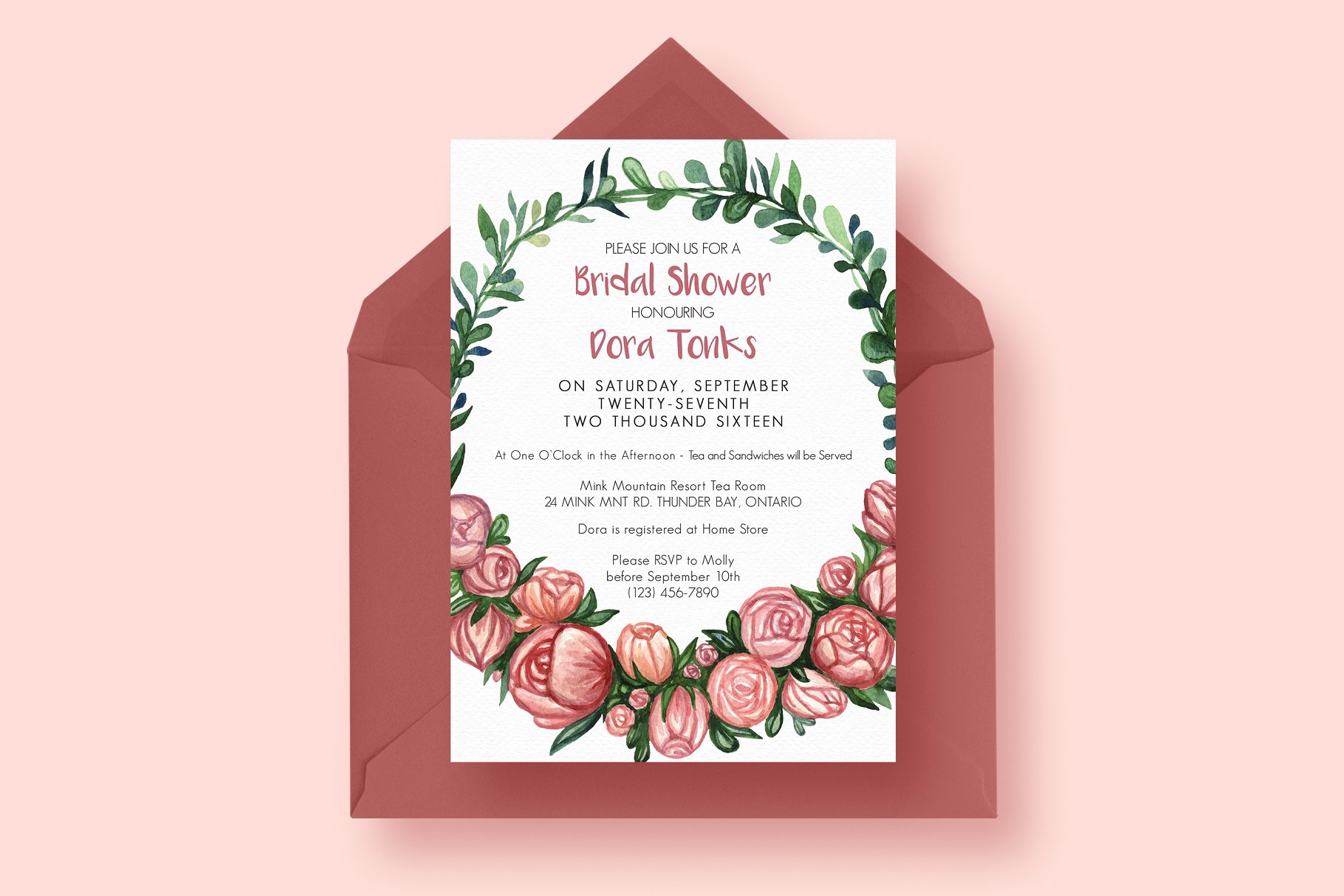2合1花卉装饰新娘送礼婚礼邀请函设计模板 2 FOR 1 Bridal Shower Invitations插图(1)