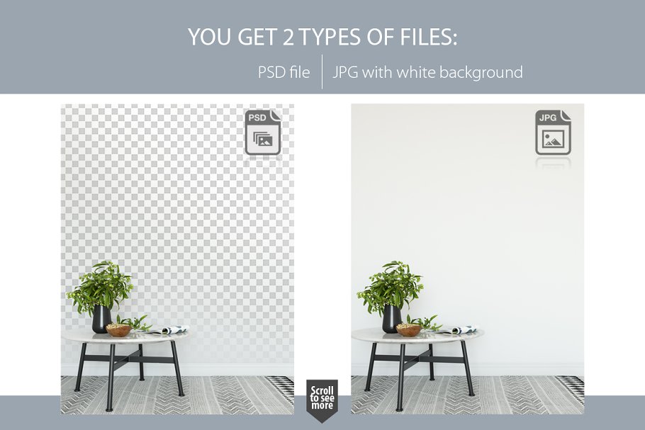 家居室内墙纸&相框画框样机模板 Interior Wall & Frames Mockup – 4插图(2)