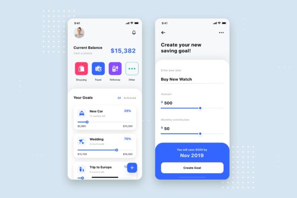 费用跟踪移动APP应用程序用户界面设计素材库精选模板 Expense Tracker Mobile App UI Template
