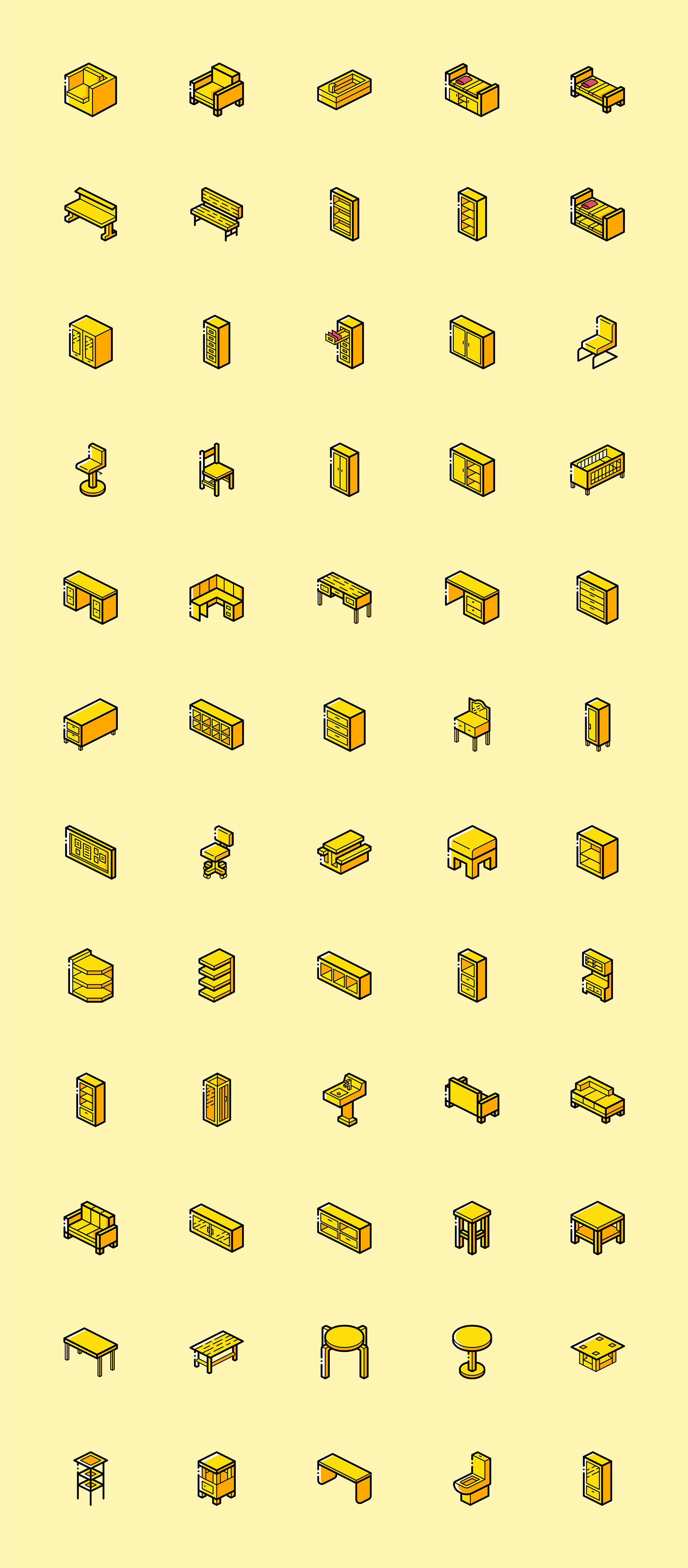 60 枚家具轴测图标