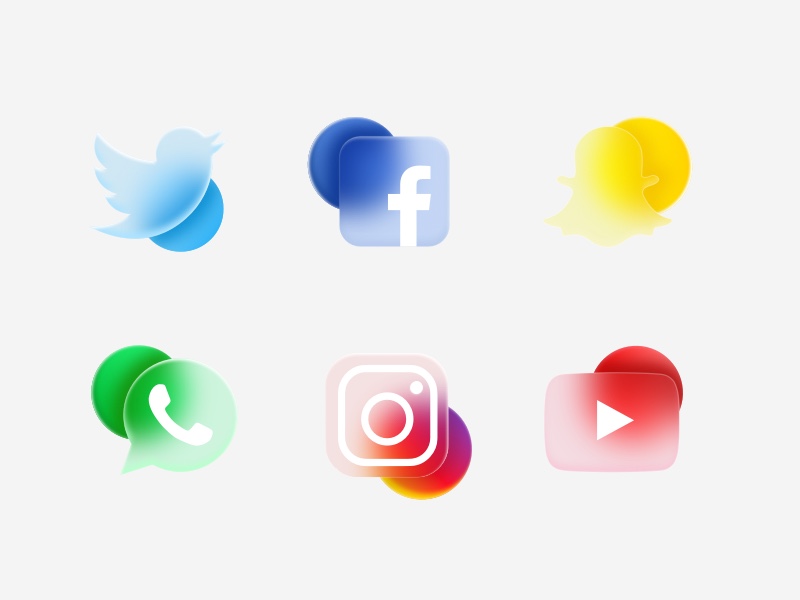 6 枚玻璃拟物化设计社交图标素材之家精选sketch素材