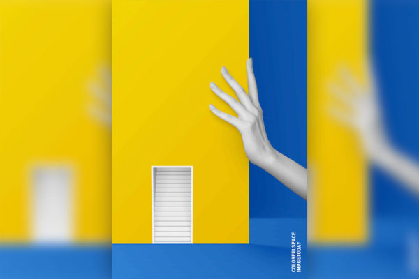 黄蓝配色抽象空间多用途海报psd素材