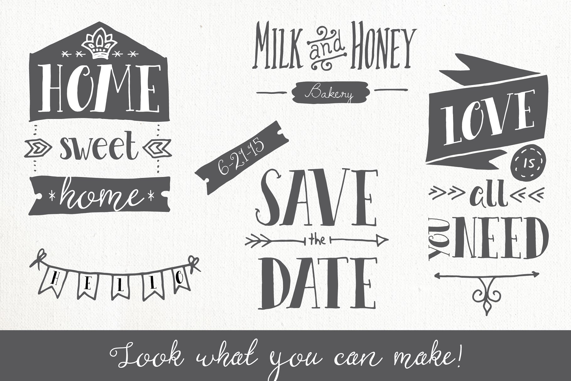 剪贴画、矢量模板&笔刷排版素材 80 Typography Elements插图(4)