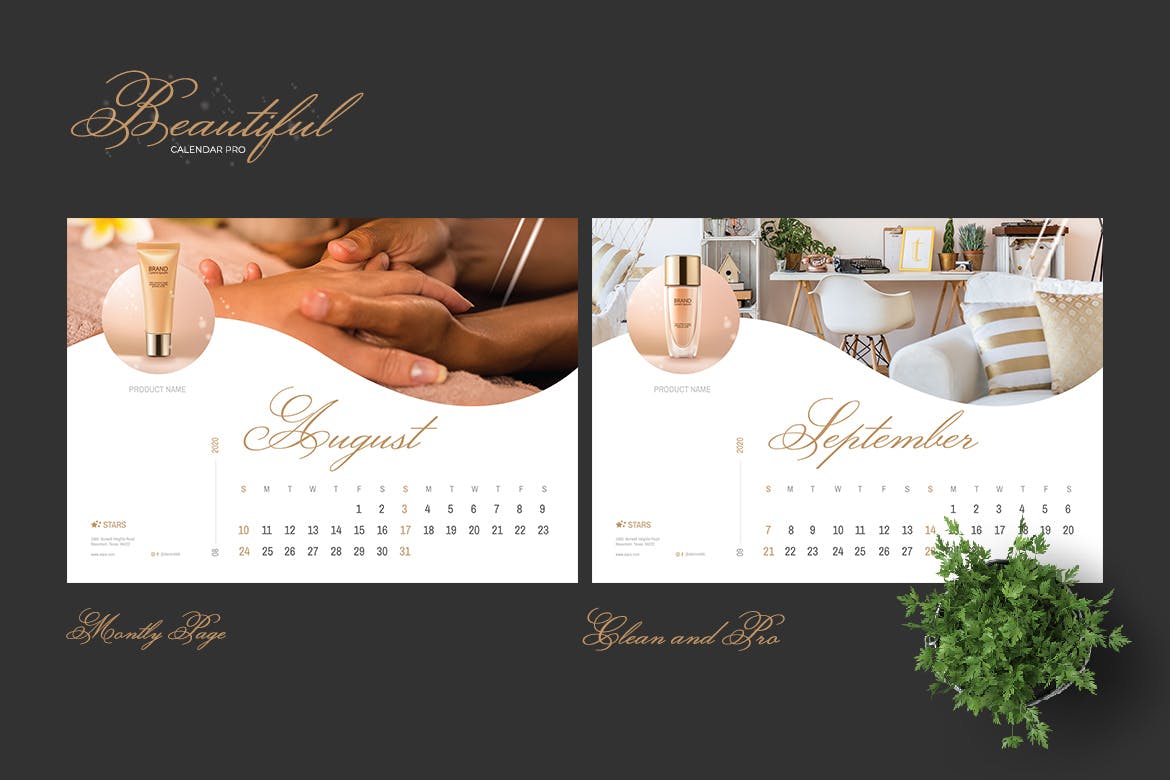 2020年美容行业定制横版活页台历设计模板 2020 Beauty Creative Calendar Pro插图(5)