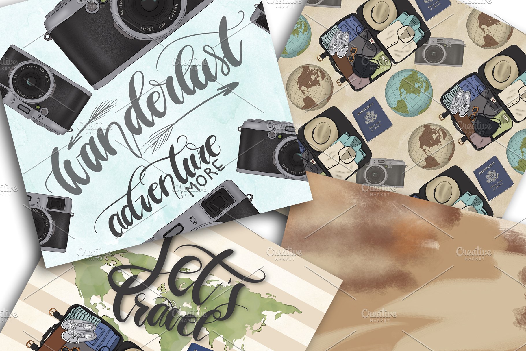 旅行主题手绘设计工具包 Wanderlust Hand Drawn Design Kit插图(9)