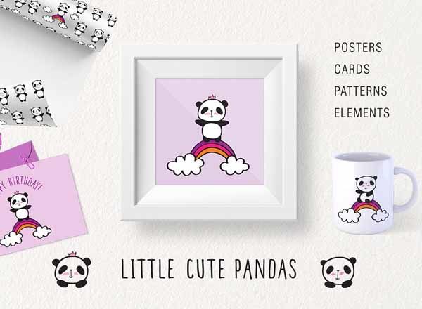 可爱的熊猫无缝背景纹理下载[png,eps]