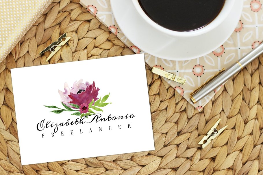 手绘水彩花卉植物图形元素 Vine Flowers插图(2)